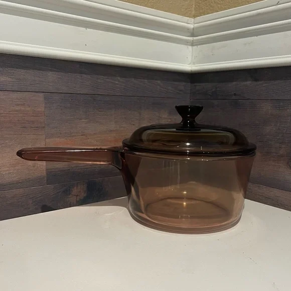 Vintage Visions Corning Ware Amber 1L Saucepan With Spout Pyrex Lid - Picture 5 of 8